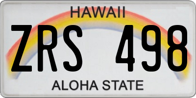 HI license plate ZRS498