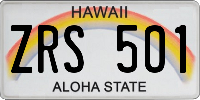 HI license plate ZRS501