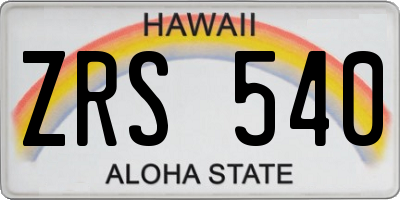 HI license plate ZRS540