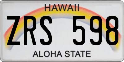 HI license plate ZRS598