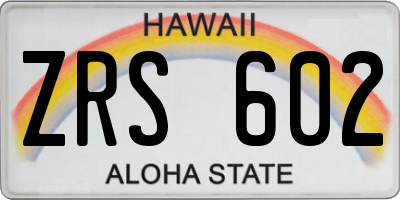HI license plate ZRS602