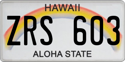 HI license plate ZRS603