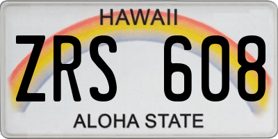 HI license plate ZRS608