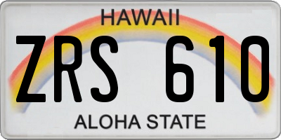 HI license plate ZRS610