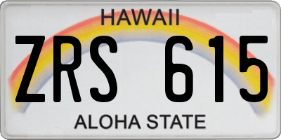 HI license plate ZRS615