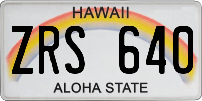 HI license plate ZRS640