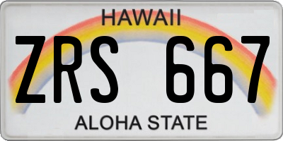 HI license plate ZRS667