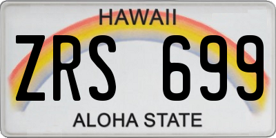 HI license plate ZRS699