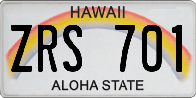 HI license plate ZRS701