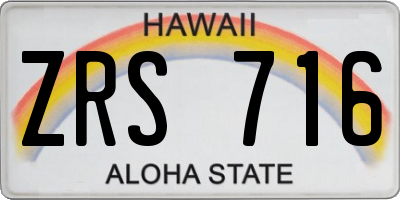 HI license plate ZRS716