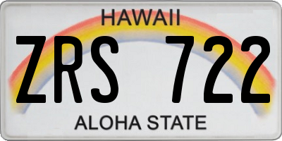 HI license plate ZRS722
