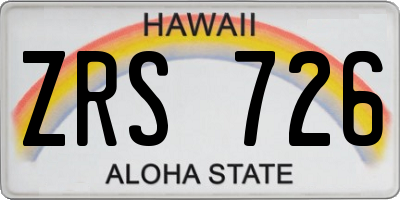 HI license plate ZRS726