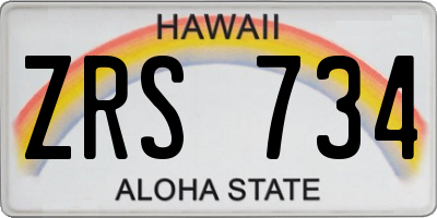 HI license plate ZRS734