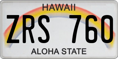 HI license plate ZRS760