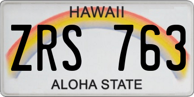 HI license plate ZRS763