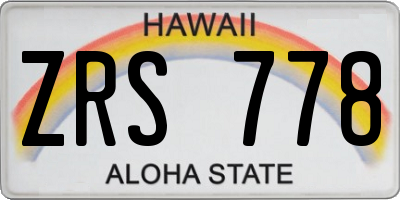 HI license plate ZRS778