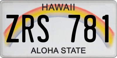 HI license plate ZRS781