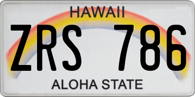 HI license plate ZRS786