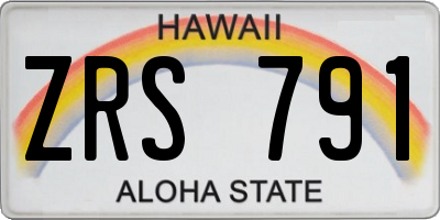 HI license plate ZRS791