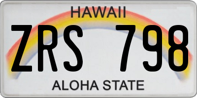 HI license plate ZRS798