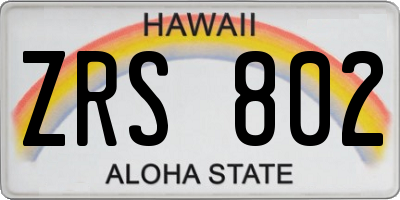 HI license plate ZRS802