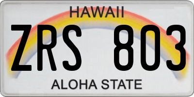 HI license plate ZRS803