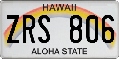 HI license plate ZRS806
