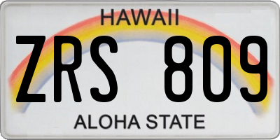 HI license plate ZRS809