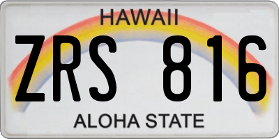 HI license plate ZRS816