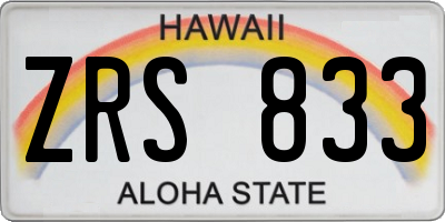 HI license plate ZRS833