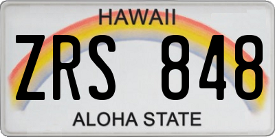 HI license plate ZRS848