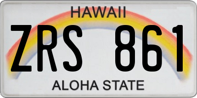 HI license plate ZRS861
