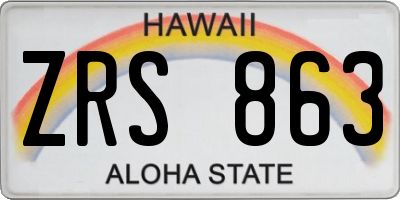 HI license plate ZRS863