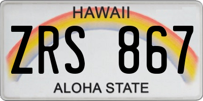 HI license plate ZRS867