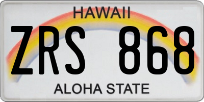 HI license plate ZRS868