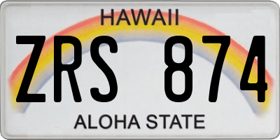 HI license plate ZRS874