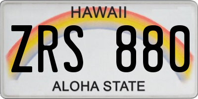 HI license plate ZRS880