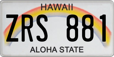HI license plate ZRS881