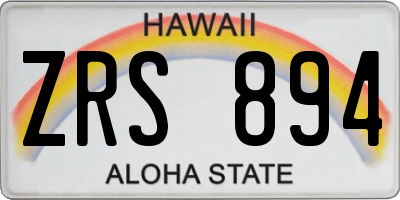 HI license plate ZRS894