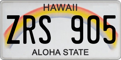 HI license plate ZRS905