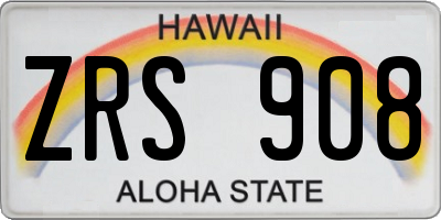 HI license plate ZRS908