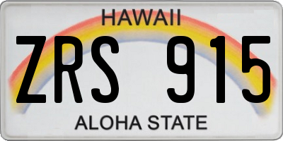HI license plate ZRS915