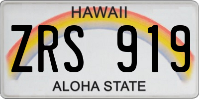HI license plate ZRS919
