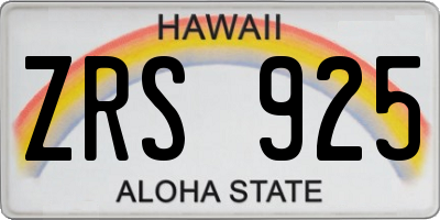 HI license plate ZRS925