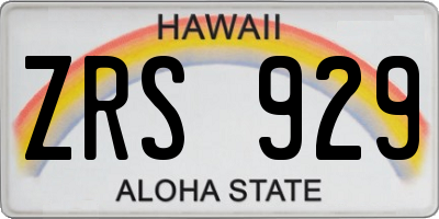 HI license plate ZRS929