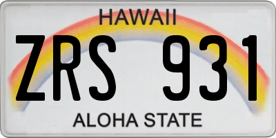 HI license plate ZRS931