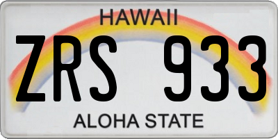 HI license plate ZRS933