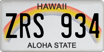 HI license plate ZRS934