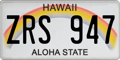 HI license plate ZRS947