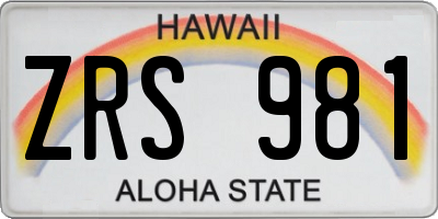 HI license plate ZRS981